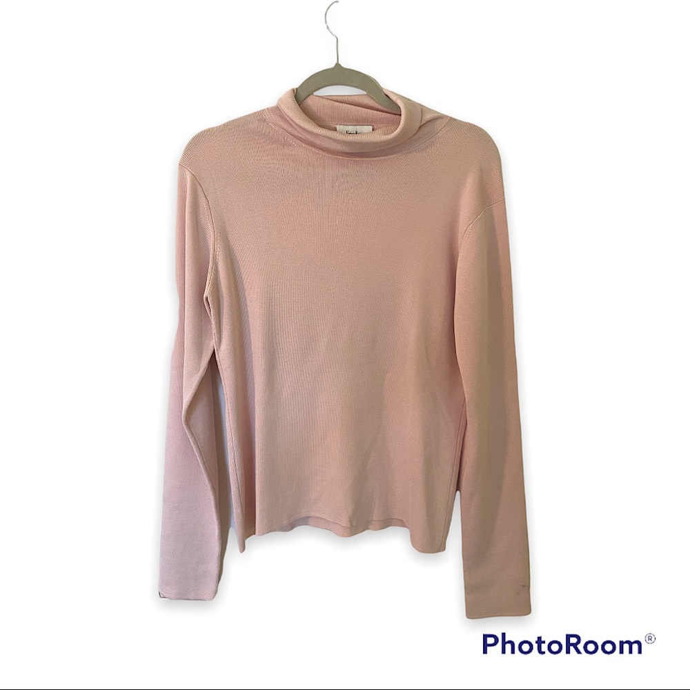 Neiman Marcus Light Pink Silk Turtleneck Sweater
